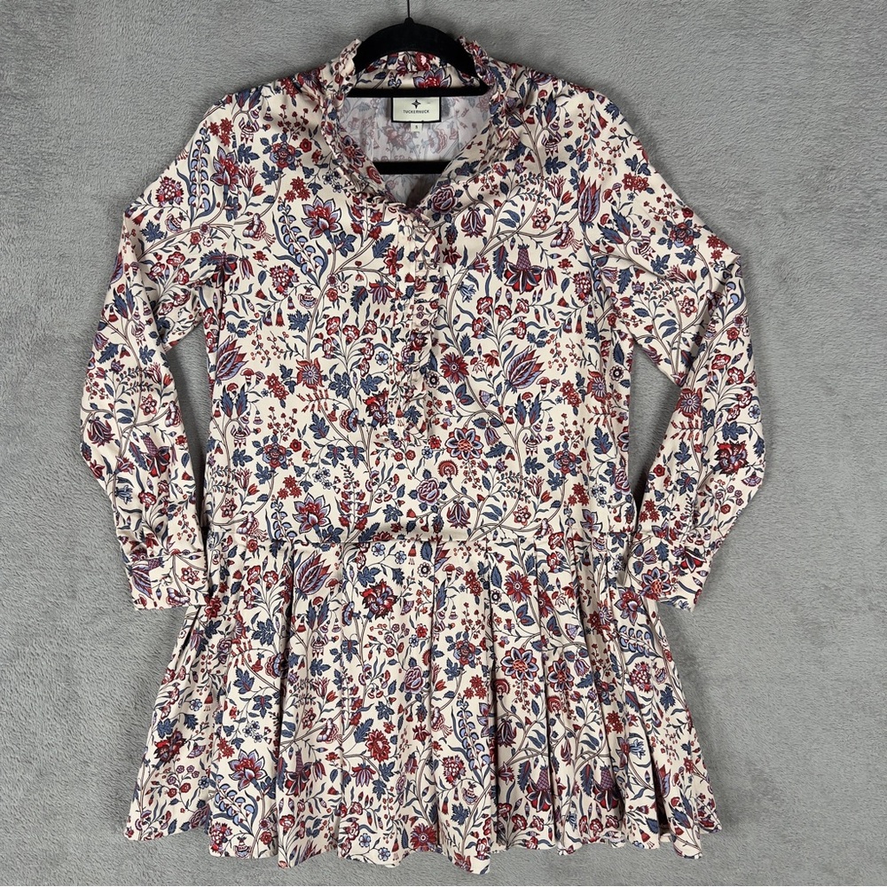 Tuckernuck Tate Dress Indigo Chintz Floral Print Women’s Small Mini Length